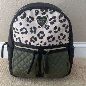 Betsey Johnson Leopard Print Backpack - Black and Green